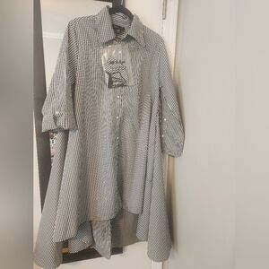 Black and White Checkered Women's Tunic